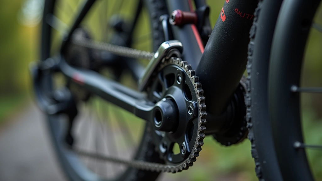 Zbliżenie na system przerzutek rowerowych, kolorem srebrnym i czarnym, pokazujący mechanizm zmiany biegów